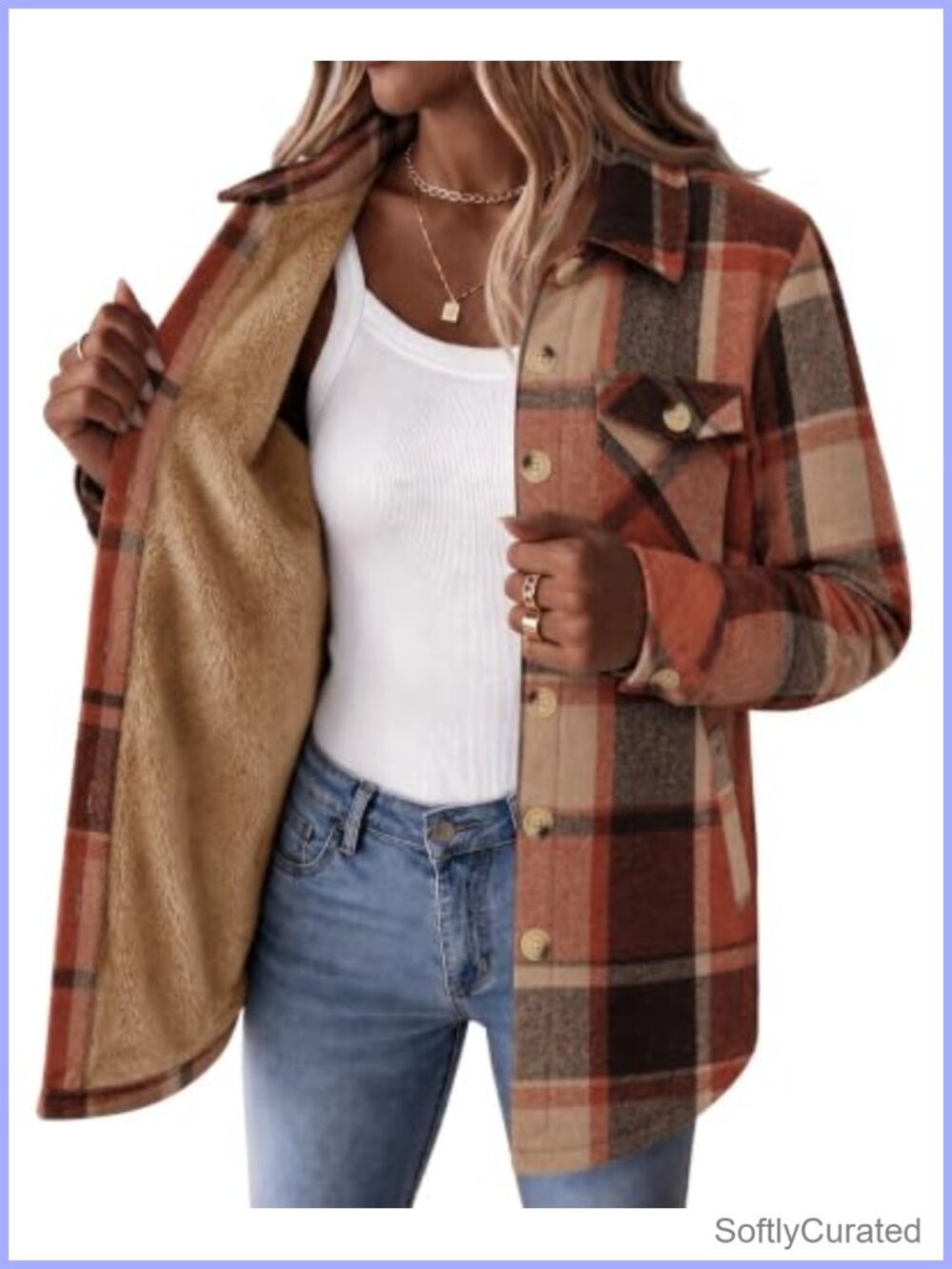Zeagoo Flannel Jacket Sherpa Fleece Lined Plaid Winter Coat